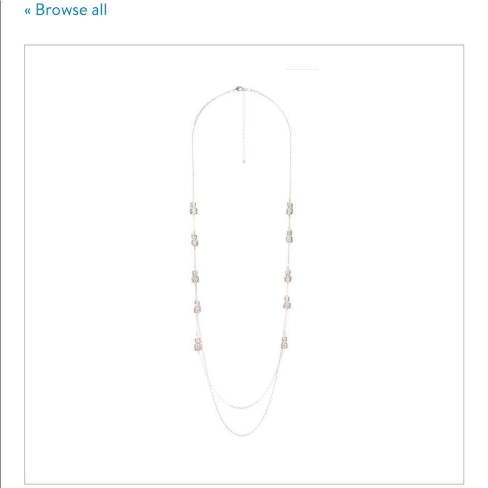 NWT silver double strung beaded necklace.